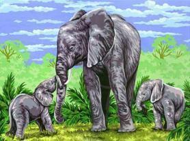 Канва с рисунком Collection D'Art 10362 «Слоны»
