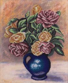 Набор для вышивания Панна C-1686 «Розы в синей вазе»