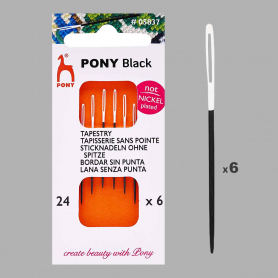 Иглы PONY гобеленовые с белым ушком 05837 Tapestry BLACK № 24, 6 шт.