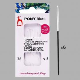 Иглы PONY гобеленовые с белым ушком 05838 Tapestry BLACK № 26, 6 шт.