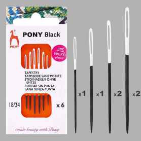 Иглы PONY гобеленовые с белым ушком 05841 Tapestry BLACK № 18-24, 6 шт.