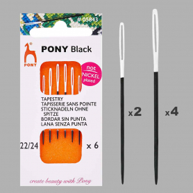 Иглы PONY гобеленовые с белым ушком 05843 Tapestry BLACK № 22-24, 6 шт.