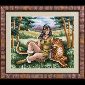 Набор для вышивания Панна Ф-0748 «Девушка с леопардом»