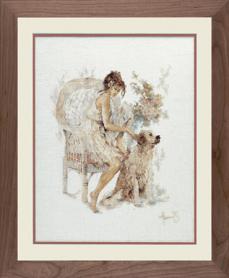 Набор для вышивания Lanarte PN-0007951 (33826) «Девушка в кресле с собакой»