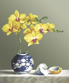 Ткань для вышивания бисером М.П.Студия  Г-045 «Орхидеи»