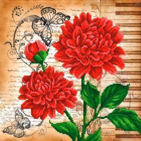 Ткань для вышивания бисером М.П.Студия Г-057 «Красные цветы»