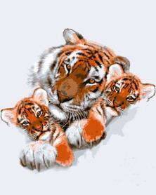 Канва с рисунком Collection D'Art 11856 «Тигриная семья»
