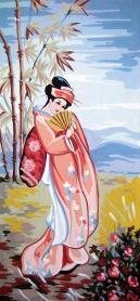 Канва с рисунком Collection D'Art 8052 «Японка с веером»