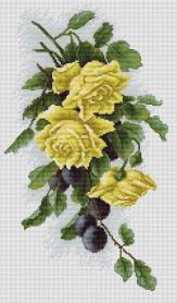 Набор для вышивания Luca-S B2230 «Жёлтые розы со сливами»