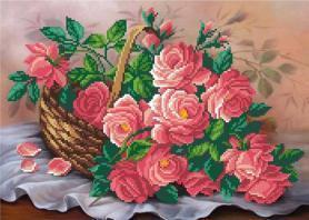Ткань для вышивания бисером М.П.Студия Г-087 «Корзина роз»