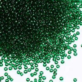 Бисер TOHO круглый 10/0 прозрачный/цветной тёмно-зеленый №0939 (2.4 мм) 5 гр.