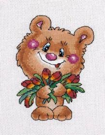 Набор для вышивания Кларт 8-182 «Медвежонок с тюльпанами»