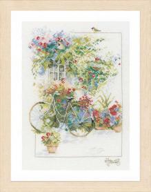 Набор для вышивания Lanarte PN-0168447 «Цветы и велосипед»