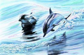 Ткань с рисунком для вышивания бисером Матрёнин посад 4040 «Дельфины»