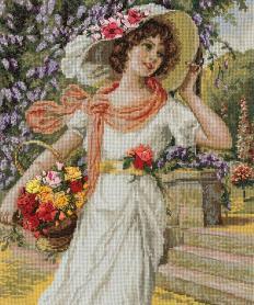 Набор для вышивания Панна VH-1480 «Девушка с корзиной цветов»