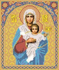 Ткань с рисунком для вышивки бисером Нова Слобода БИС9006 «Богородица Леушинская»