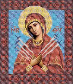 Ткань с рисунком для вышивки бисером Нова Слобода БИС9007 «Богородица Семистрельная»