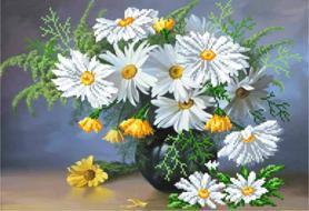 Ткань с рисунком для вышивания бисером Матрёнин посад 4060 «Букет ромашек»